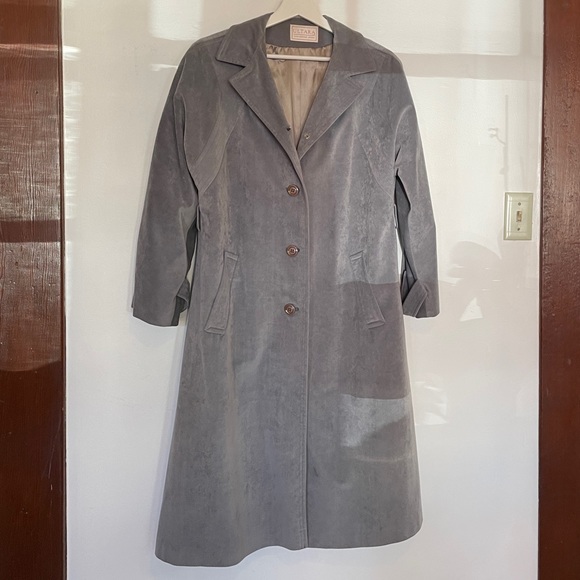 Vintage Soft Grey Vegan Suede Coat - Picture 1 of 7